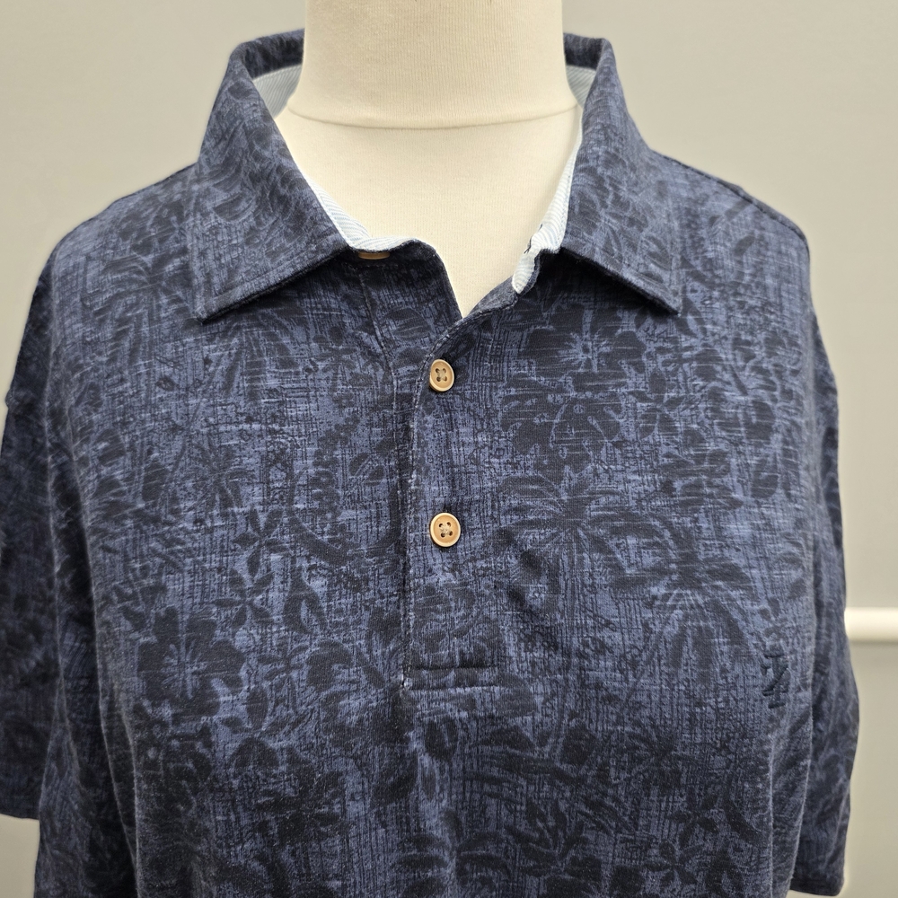Izod Men's Saltwater All Over Print Blue Polo Shirt - Picture 2 of 6